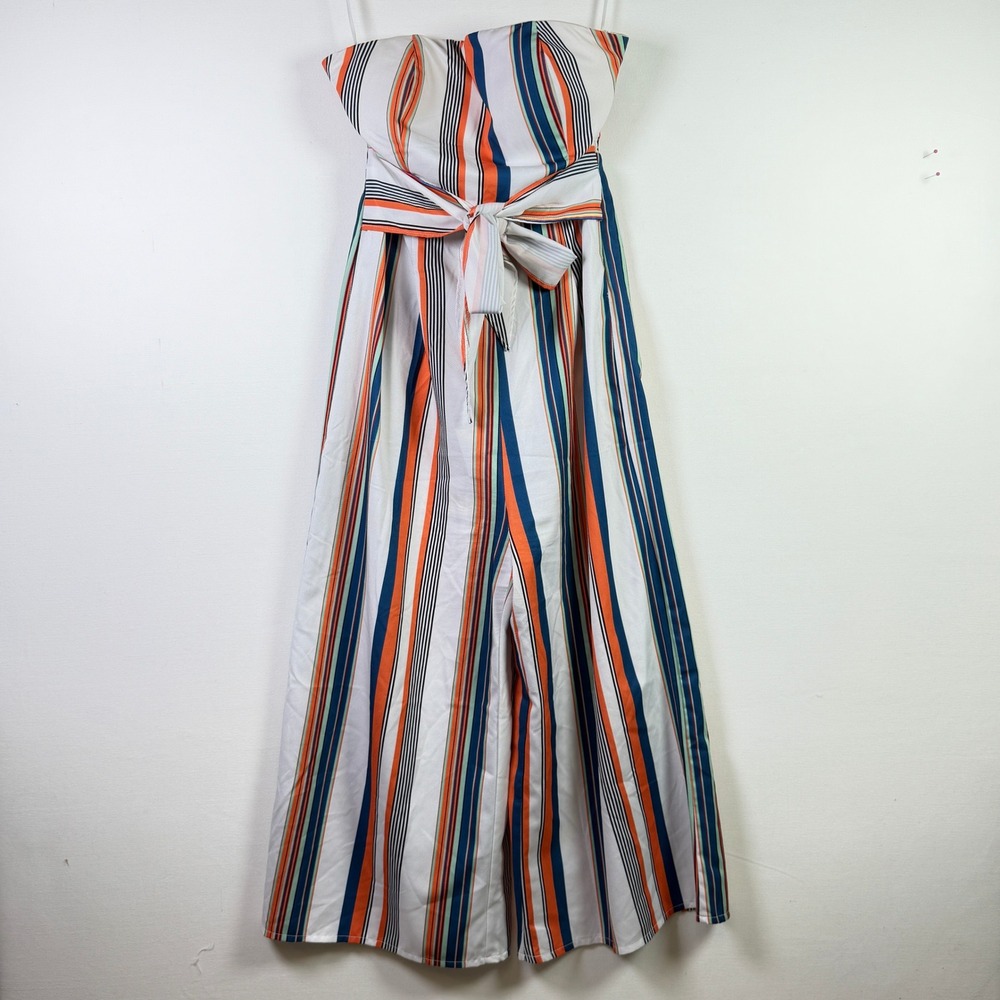 L'ATISTE BY AMY Multicolor Striped Strapless Wide Leg Jumpsuit Size M
